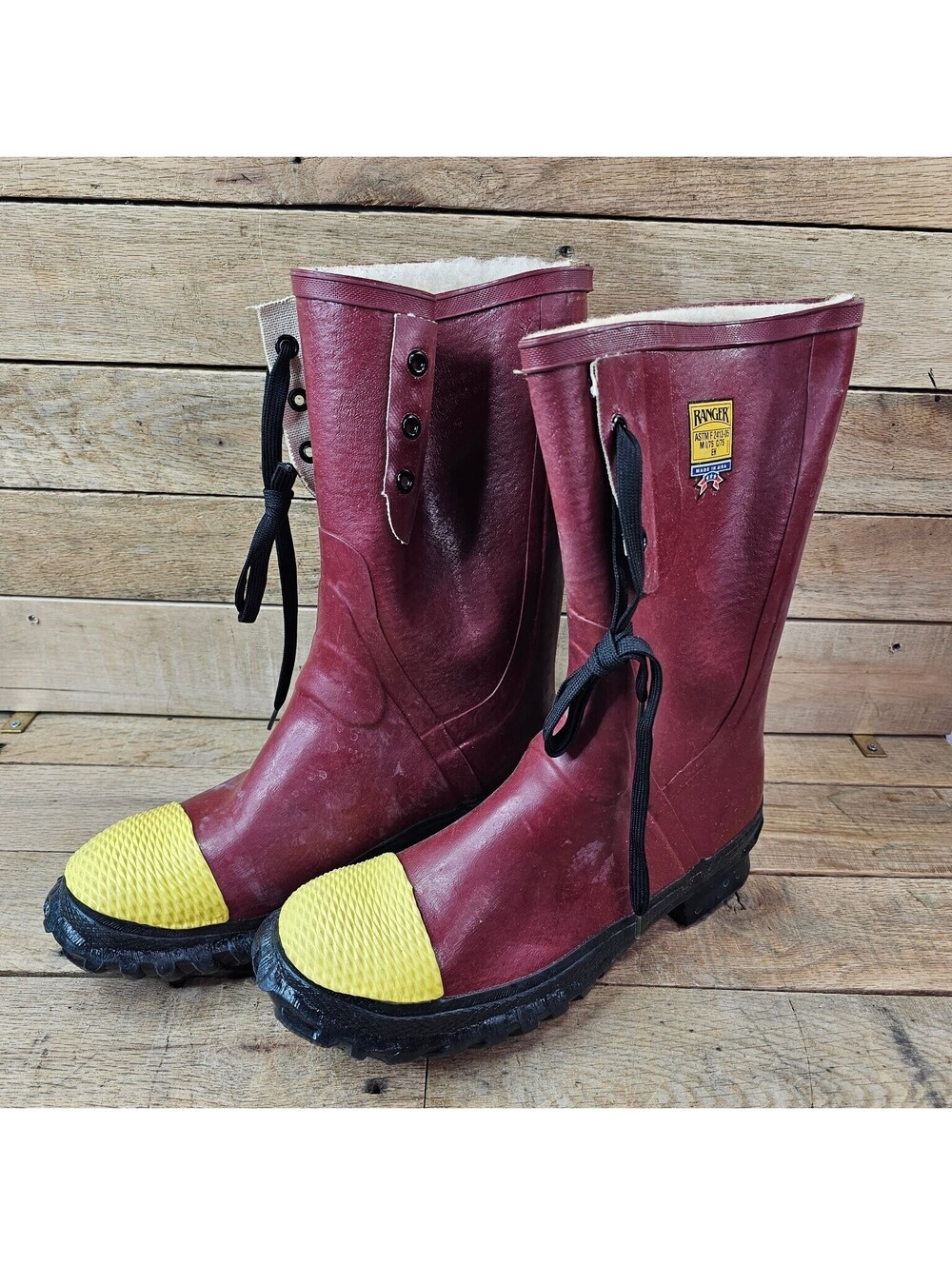 Vintage Ranger Rubber Pac Boots Steel Toe EH Rated Made in USA Men's Size 9